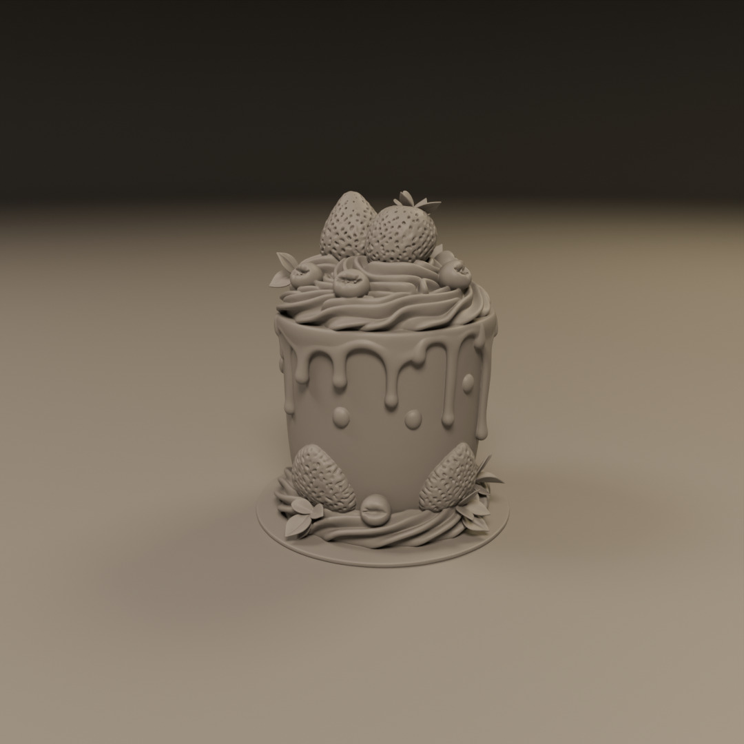 chocolate and strawberry cake 3D print model_8