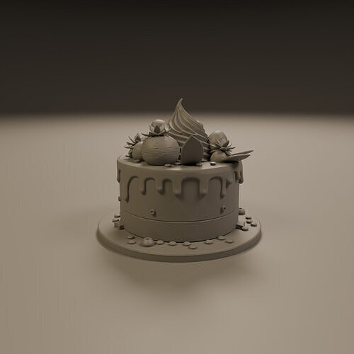 cake with chocolate icing 3D print model 7