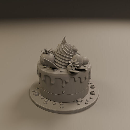 cake with chocolate icing 3D print model 4