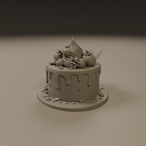 cake with chocolate icing 3D print model 6