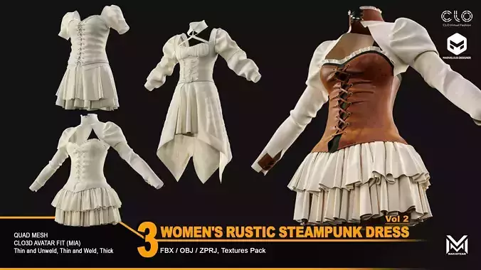 3 Women Rustic Steampunk Dress-VOL2