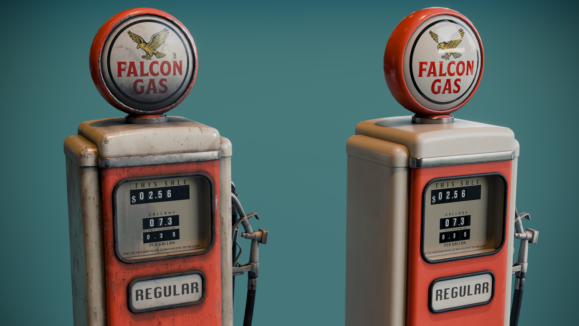 Vintage Gas Pump Low-poly 3D model_7