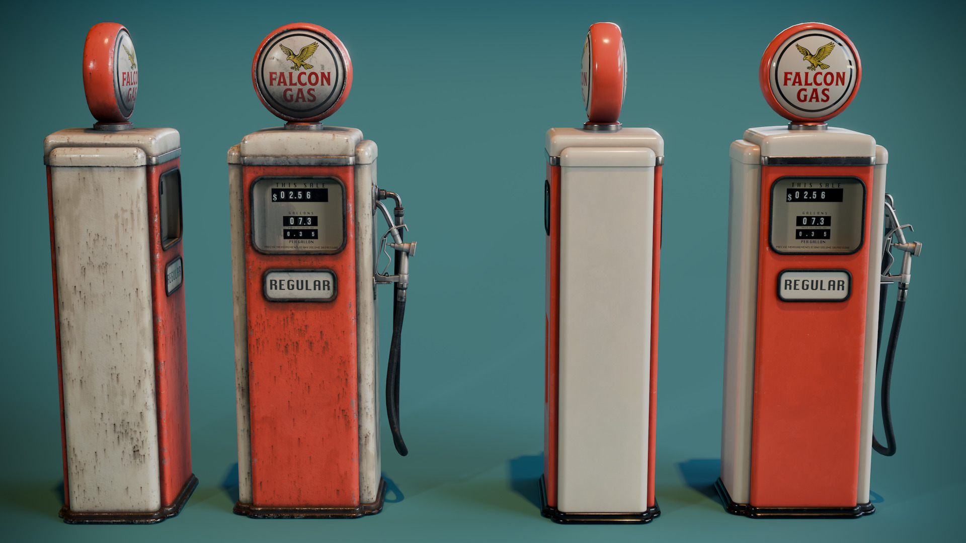 Vintage Gas Pump Low-poly 3D model_10