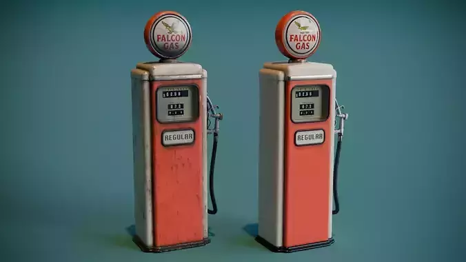 Vintage Gas Pump Low-poly 3D model