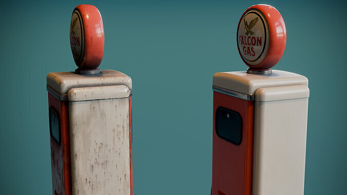 Vintage Gas Pump Low-poly 3D model 7