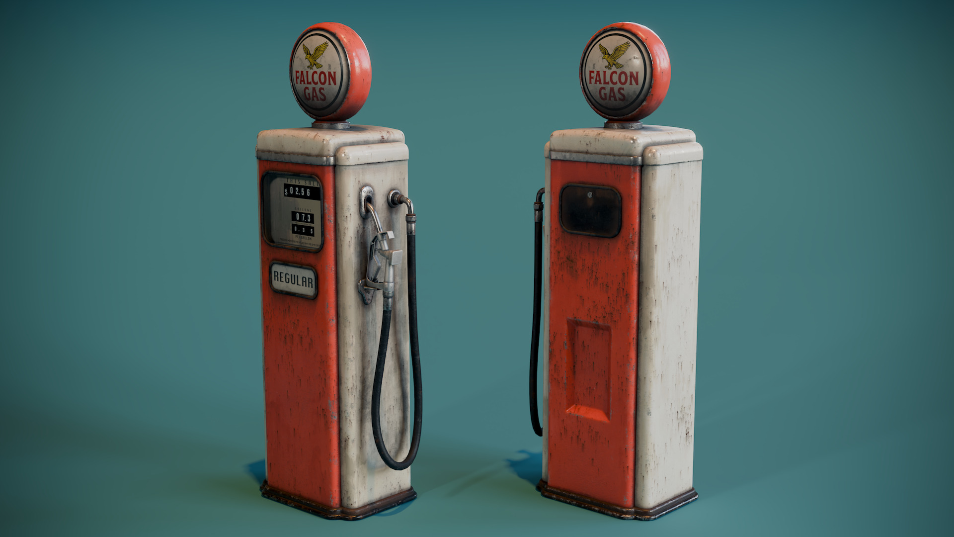 Vintage Gas Pump Low-poly 3D model_13