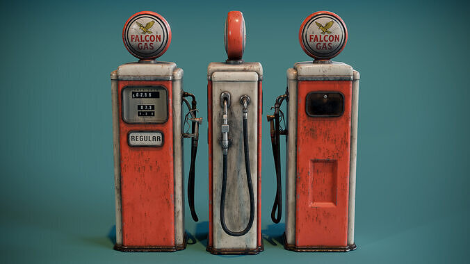 Vintage Gas Pump Low-poly 3D model 2