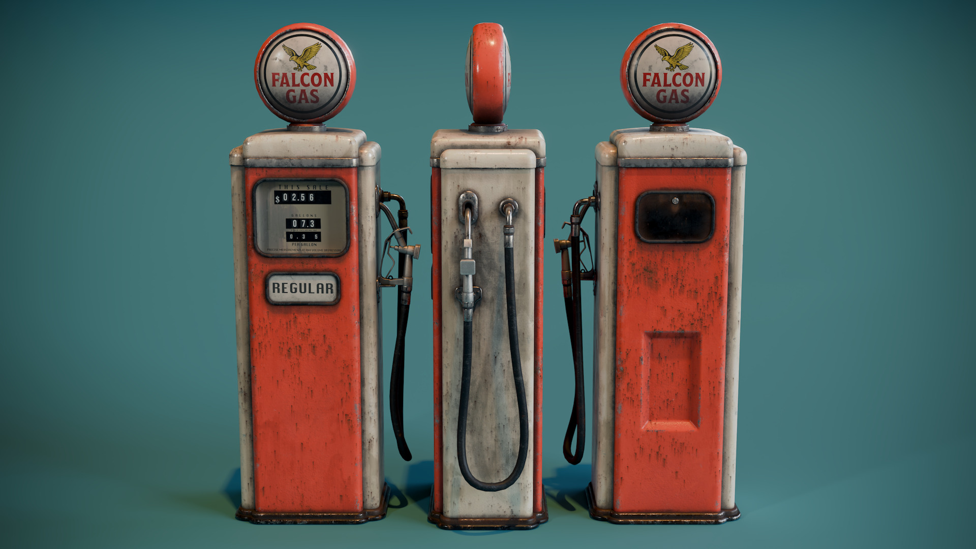 Vintage Gas Pump Low-poly 3D model_3