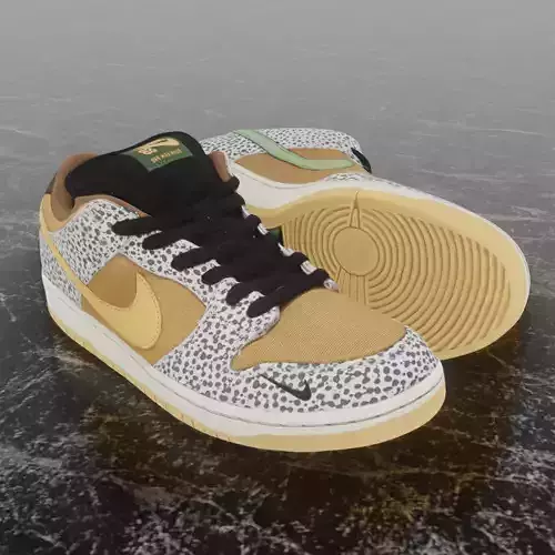 NIKE SB DUNK LOW SAFARI 3D SHOES Low-poly 3D model