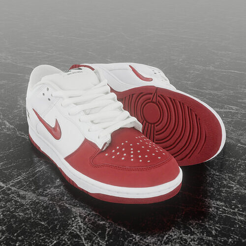 NIKE SB DUNK LOW SUPREME VARSITY RED Low-poly 3D model