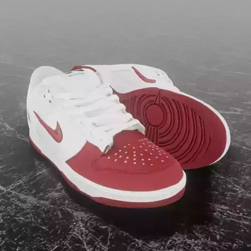 NIKE SB DUNK LOW SUPREME VARSITY RED Low-poly 3D model