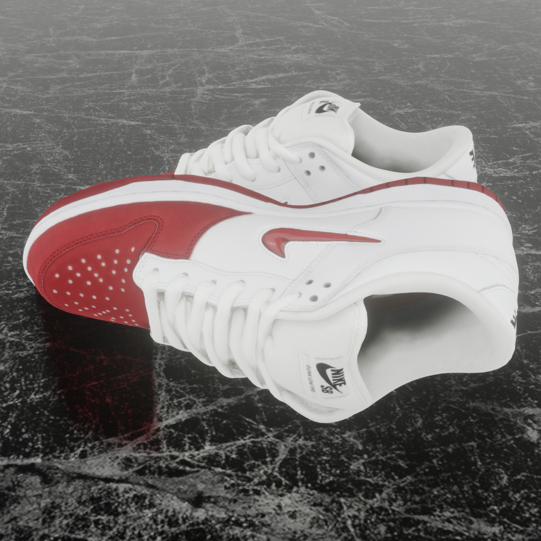 NIKE SB DUNK LOW SUPREME VARSITY RED Low-poly 3D model_7