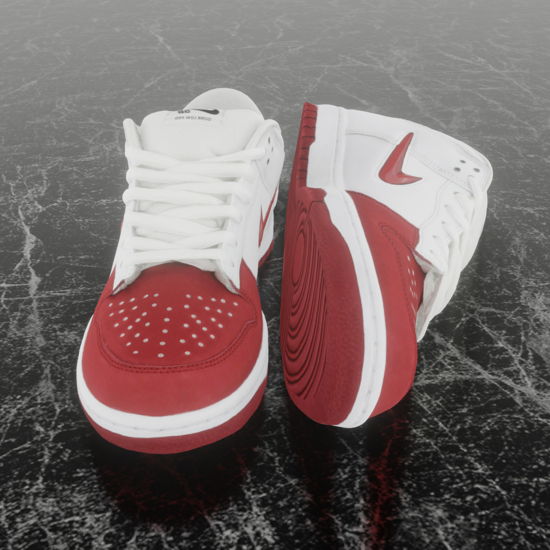NIKE SB DUNK LOW SUPREME VARSITY RED Low-poly 3D model_3