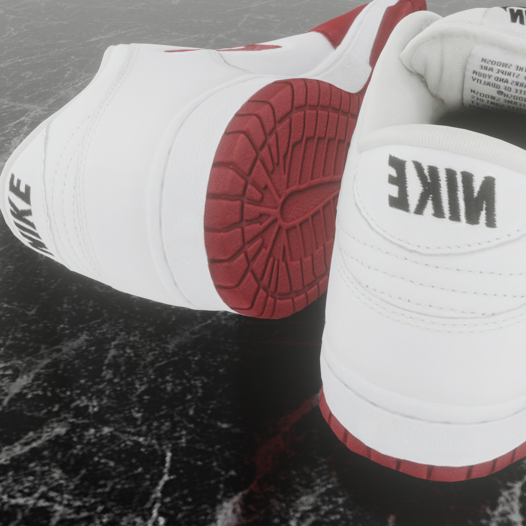 NIKE SB DUNK LOW SUPREME VARSITY RED Low-poly 3D model_9