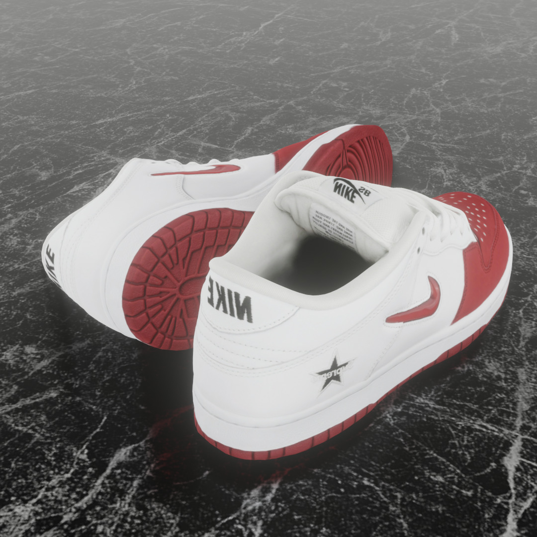 NIKE SB DUNK LOW SUPREME VARSITY RED Low-poly 3D model_5