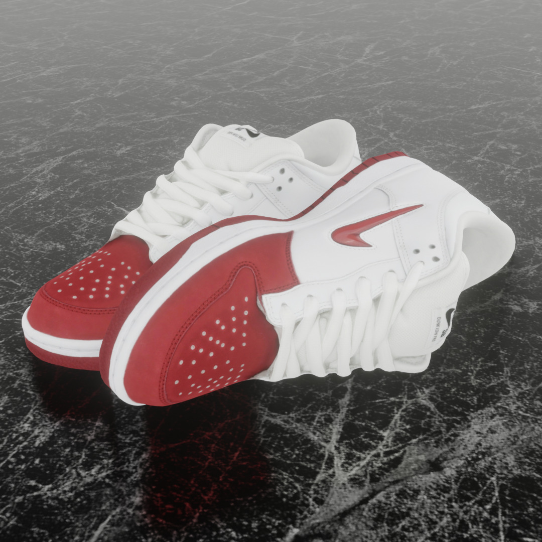 NIKE SB DUNK LOW SUPREME VARSITY RED Low-poly 3D model_1