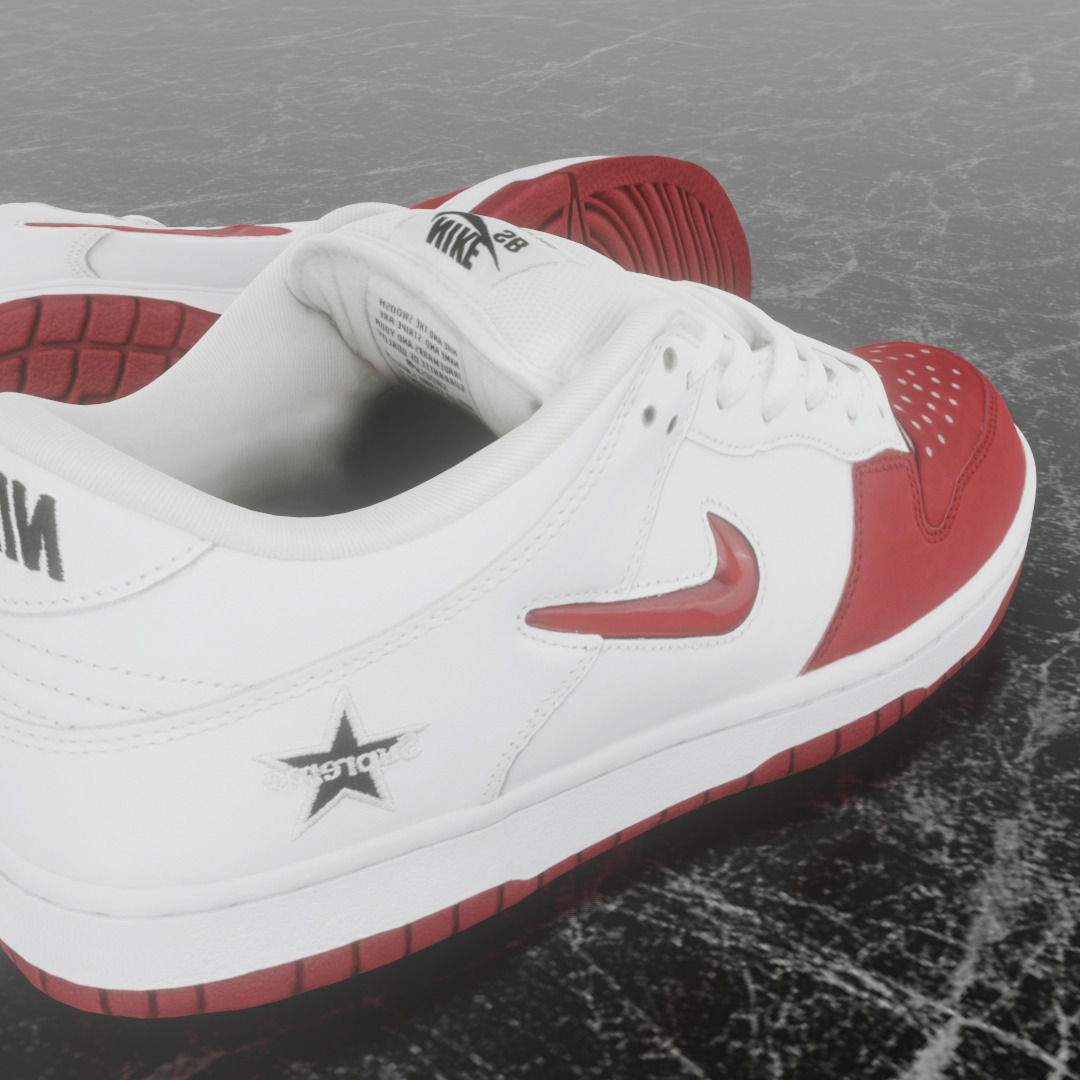 NIKE SB DUNK LOW SUPREME VARSITY RED Low-poly 3D model_10