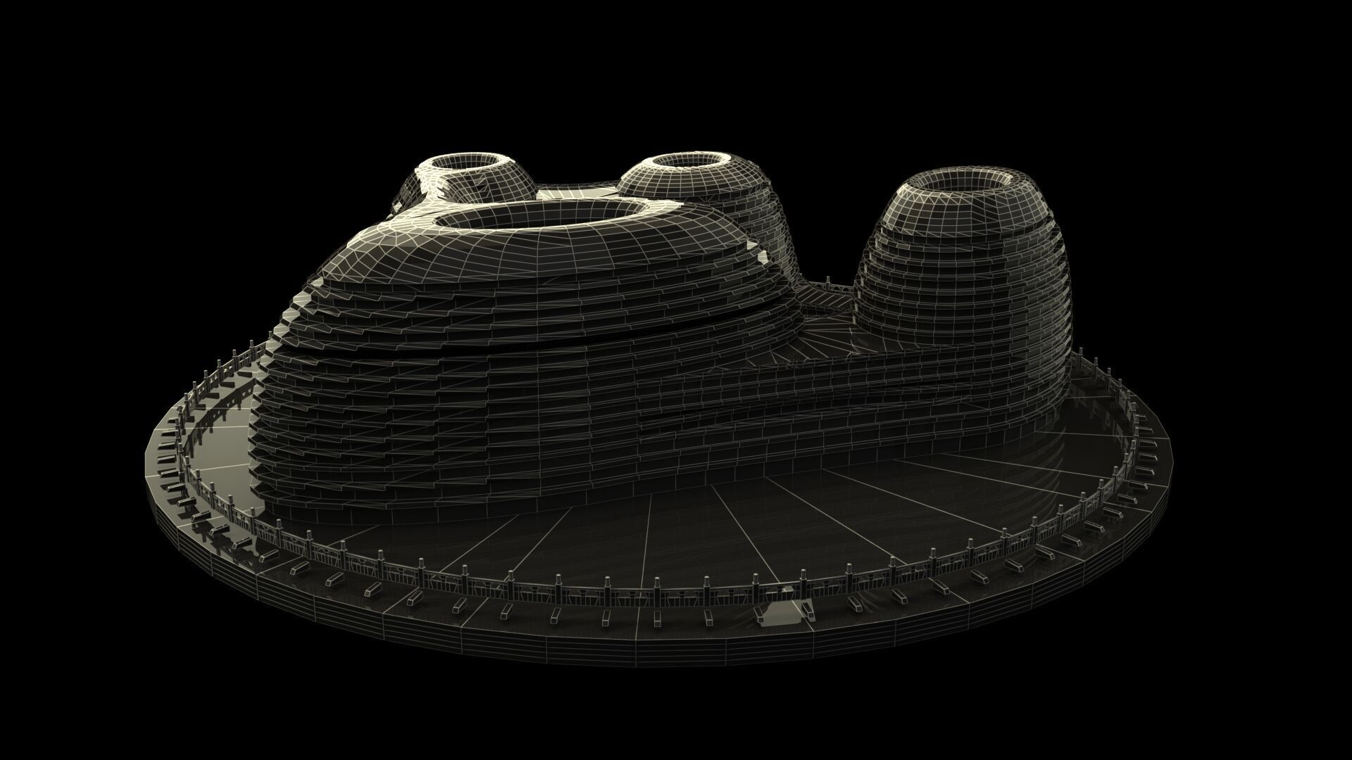 Chinese building figure  Low-poly 3D model_7