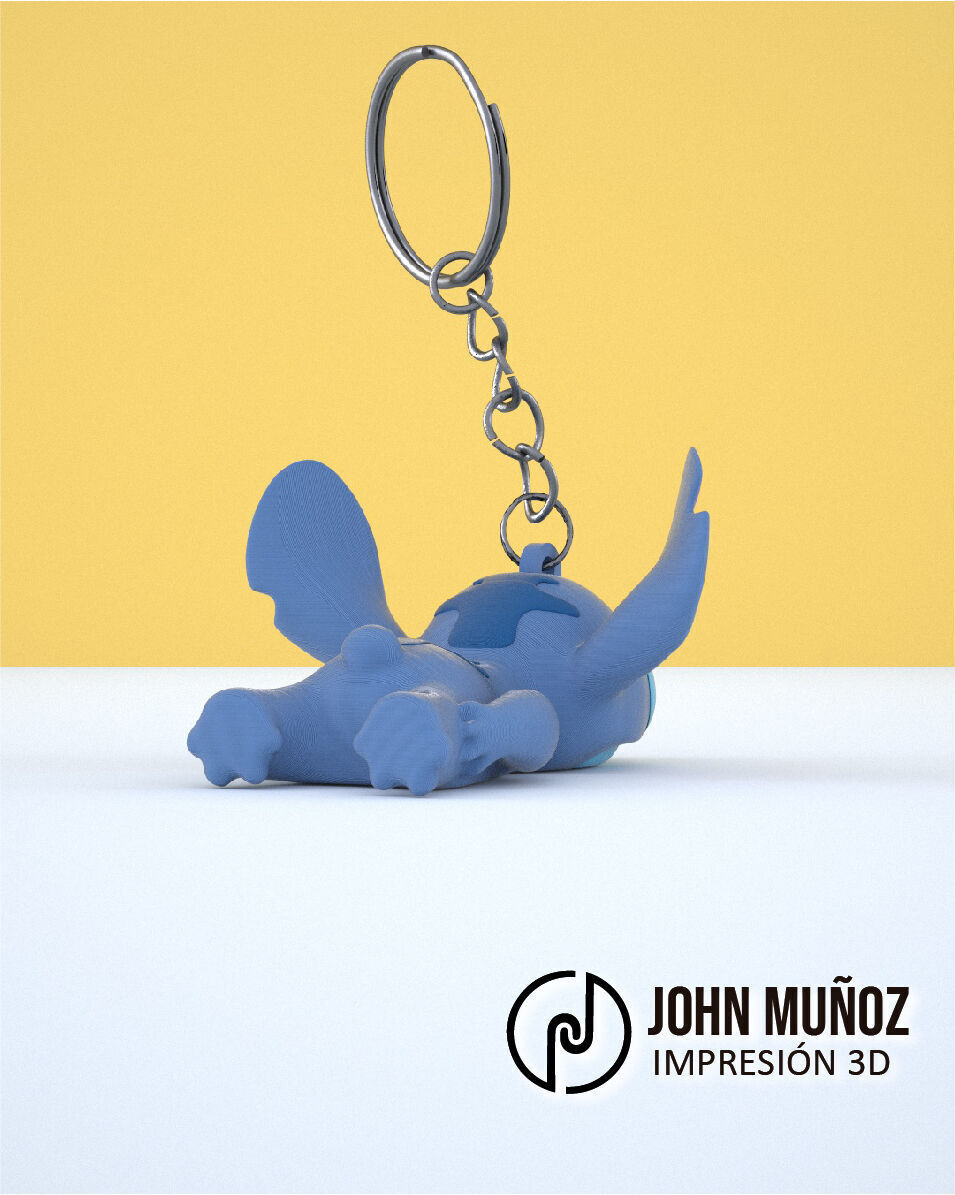 Stitch lying down Articulated Version and Keychain 3D print model_4