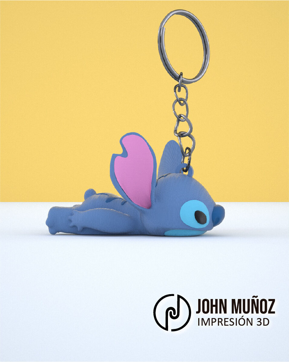 Stitch lying down Articulated Version and Keychain 3D print model_1