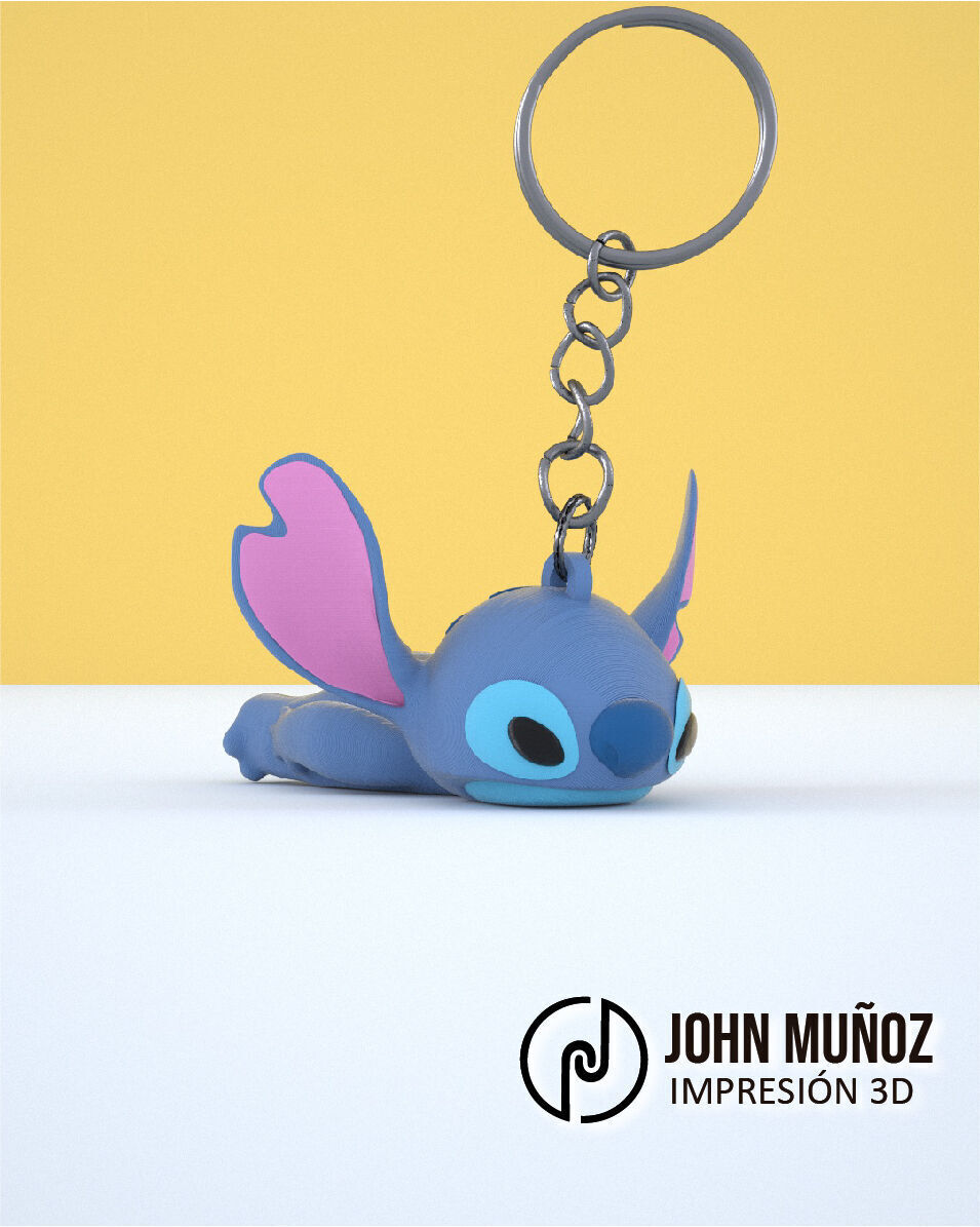 Stitch lying down Articulated Version and Keychain 3D print model_3