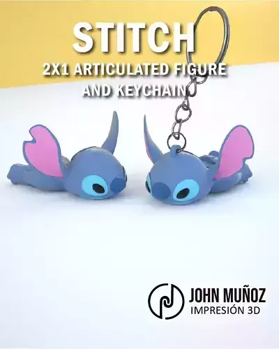 Stitch lying down Articulated Version  and Keychain