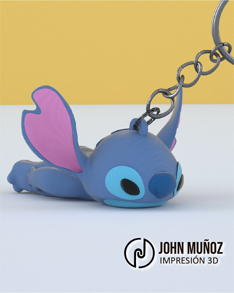 Stitch lying down Articulated Version and Keychain 3D print model_2