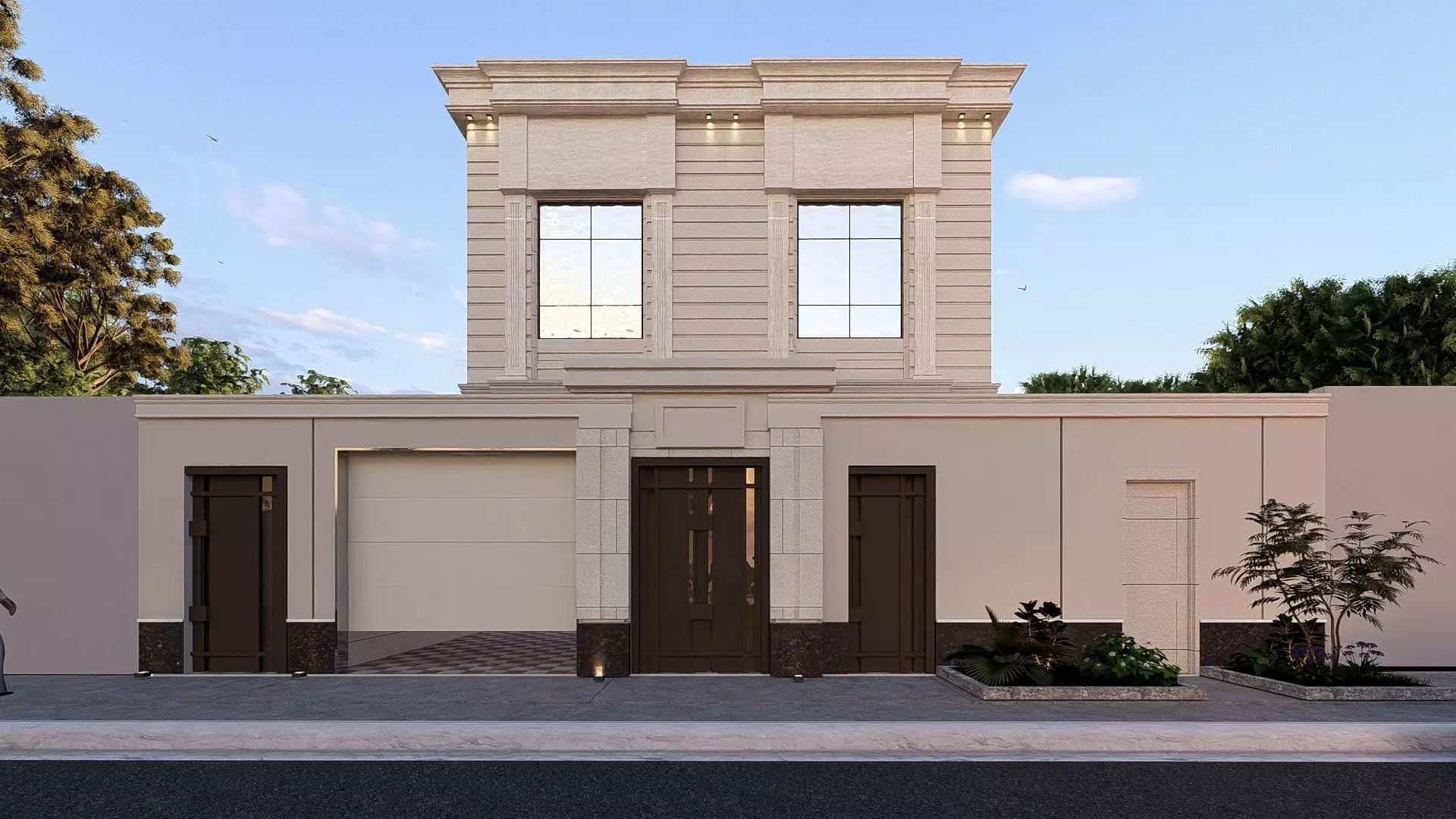 Classic Residential Villa SketchUp Model Night Render Included 3D model