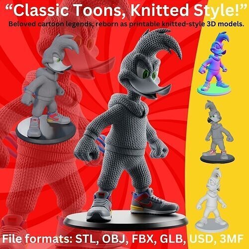 Stylized Knit Daffy Duck Figure 3D print model