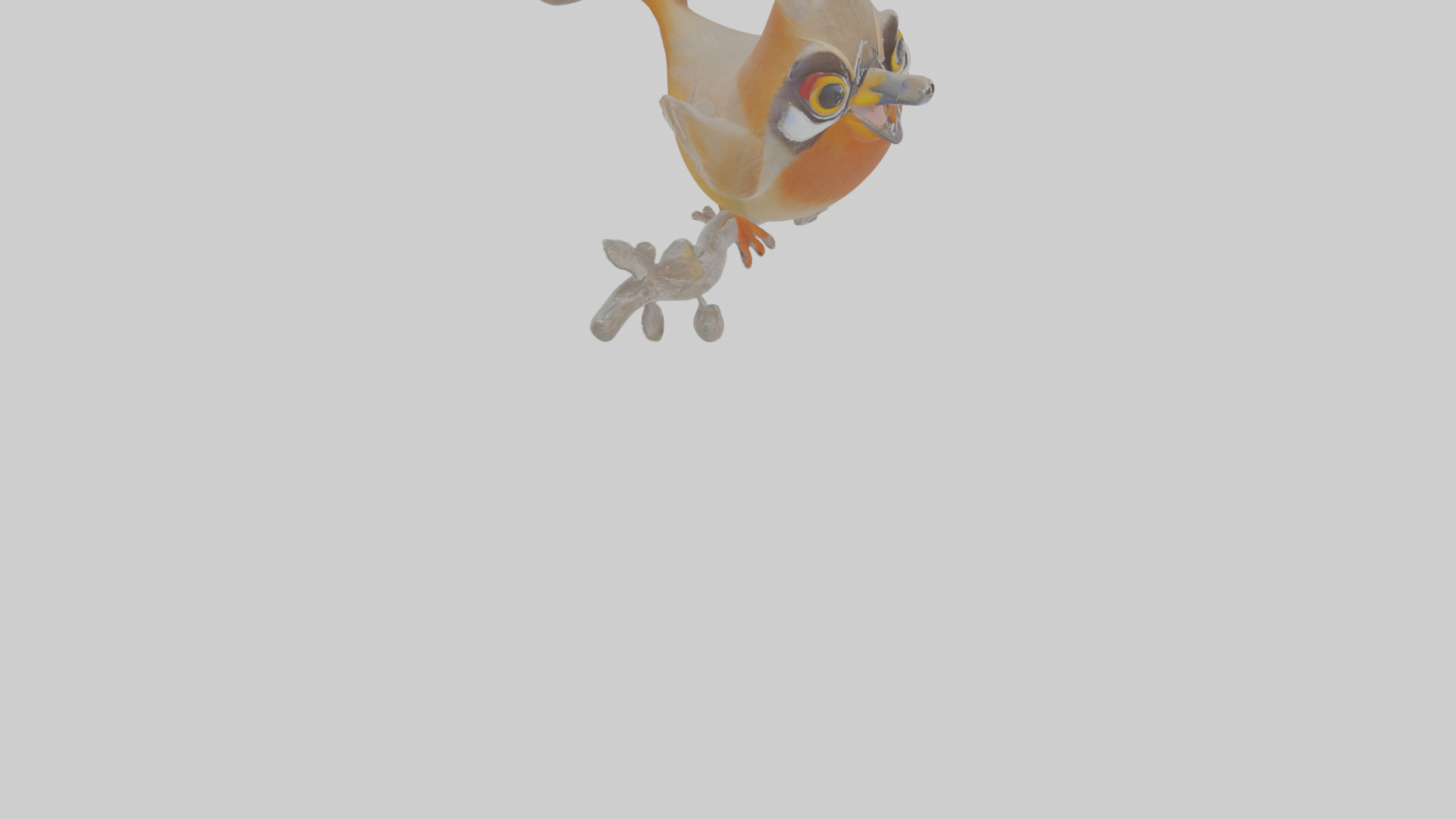 Cartoon Laughingthrush Low-poly 3D model_10