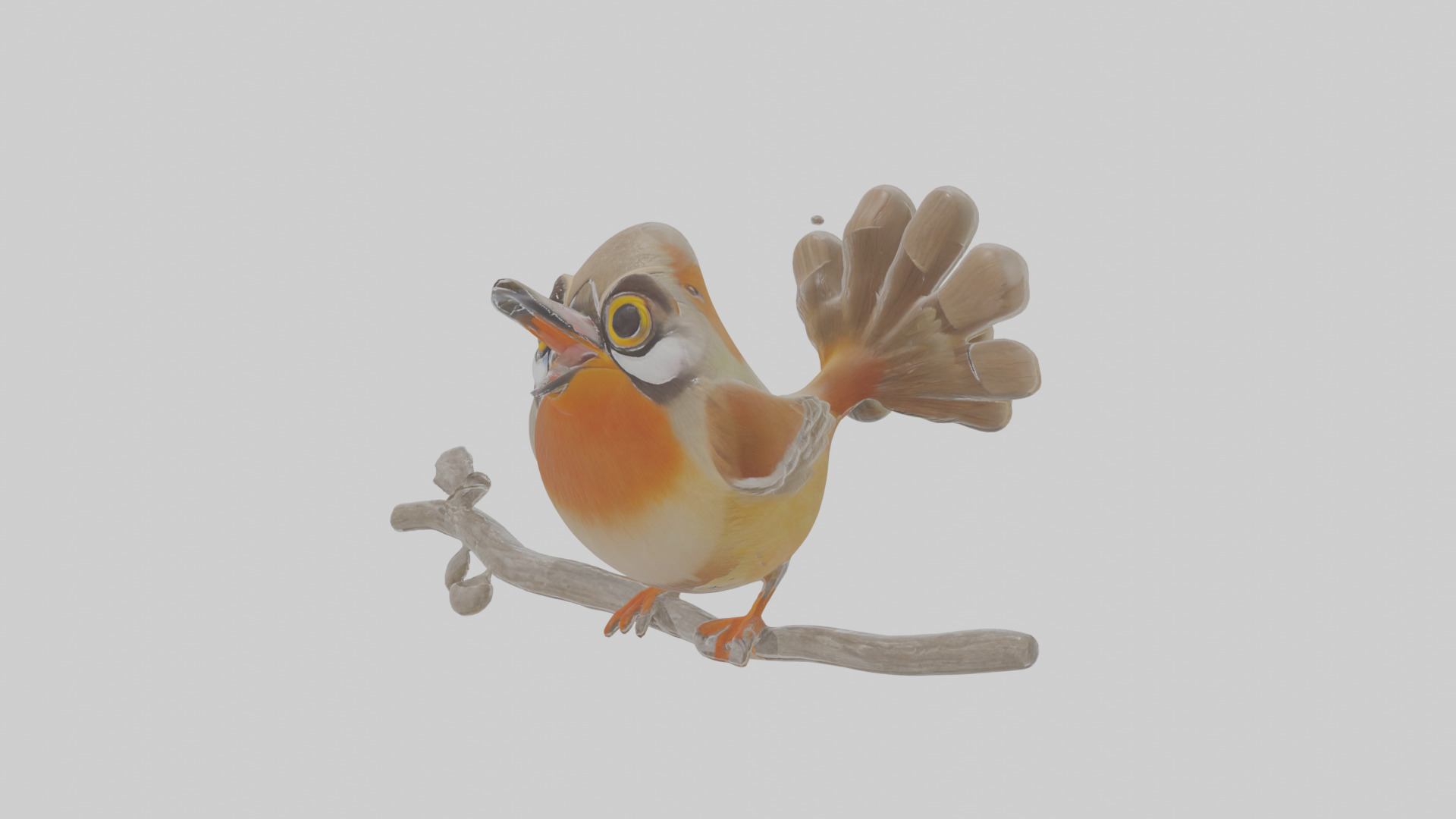 Cartoon Laughingthrush Low-poly 3D model_13