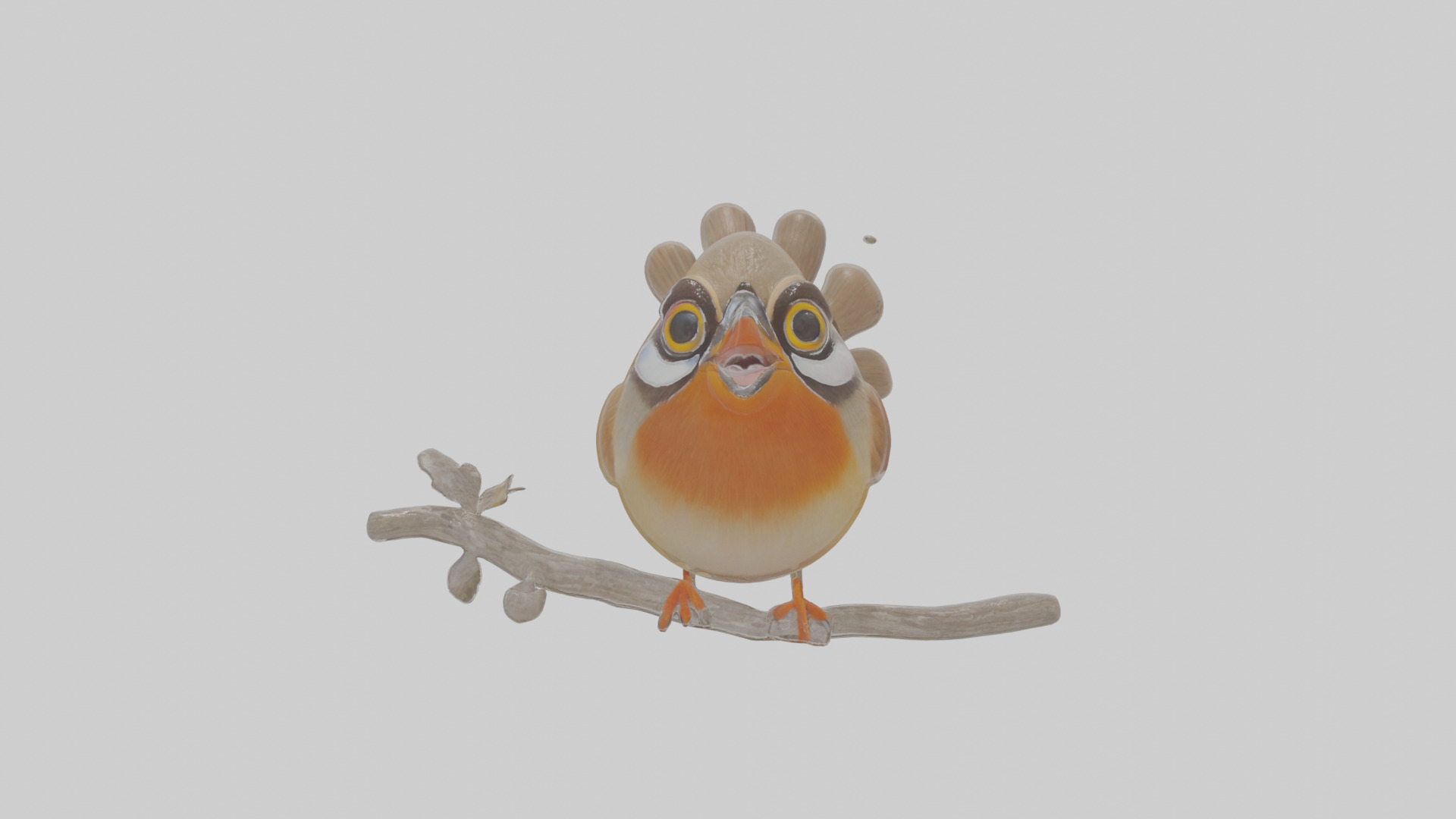 Cartoon Laughingthrush Low-poly 3D model_14
