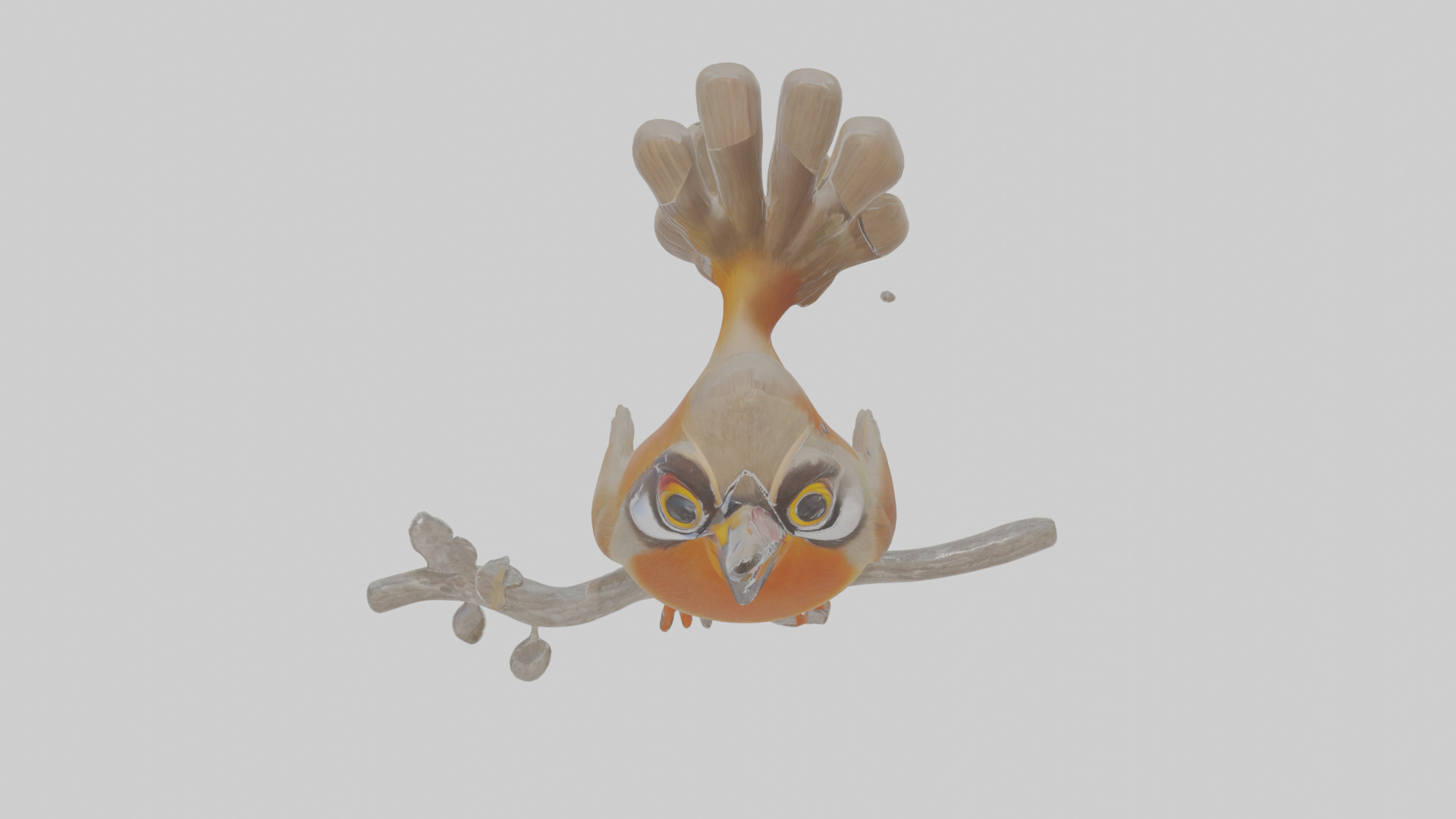 Cartoon Laughingthrush Low-poly 3D model_24