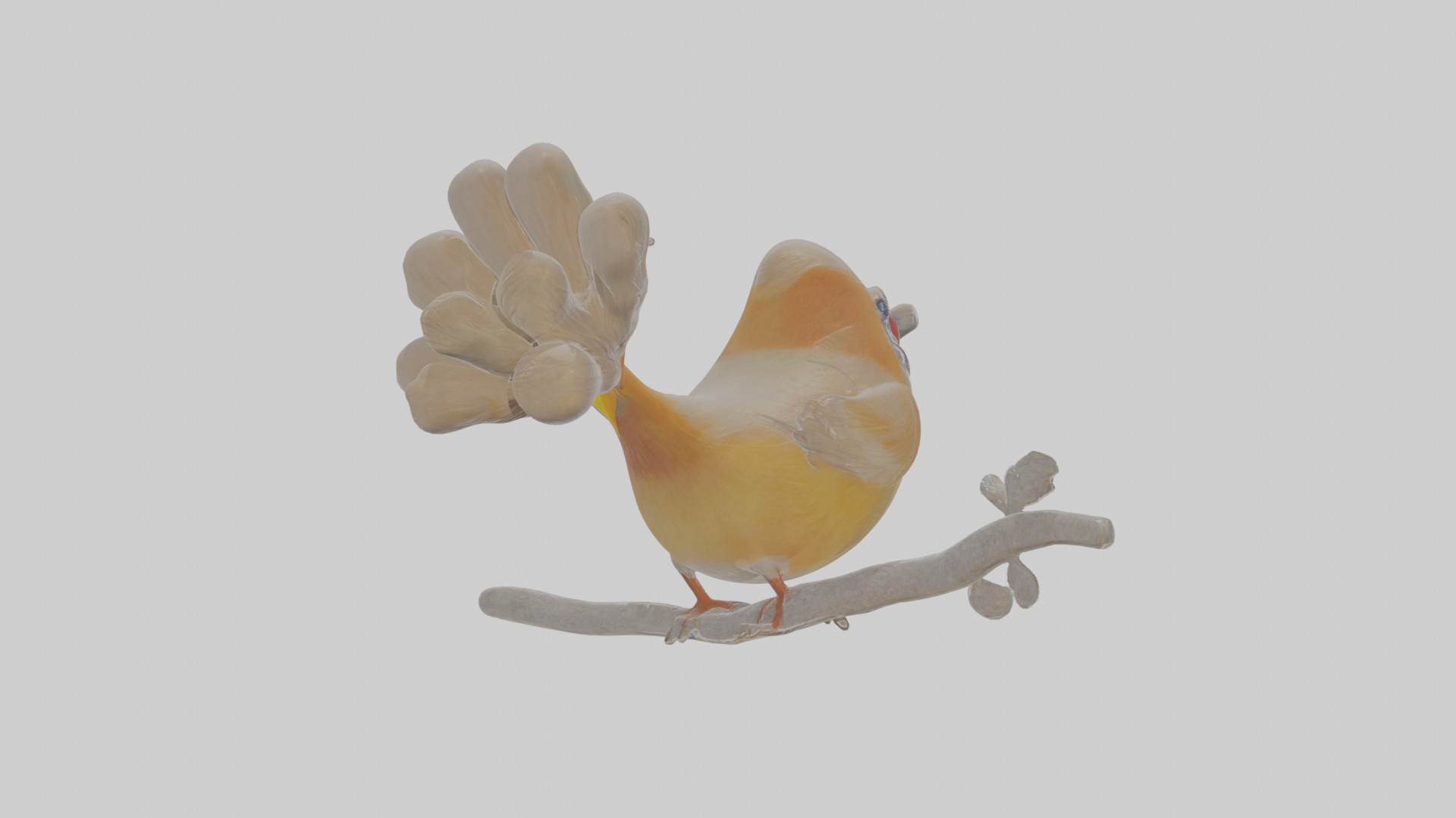Cartoon Laughingthrush Low-poly 3D model_4