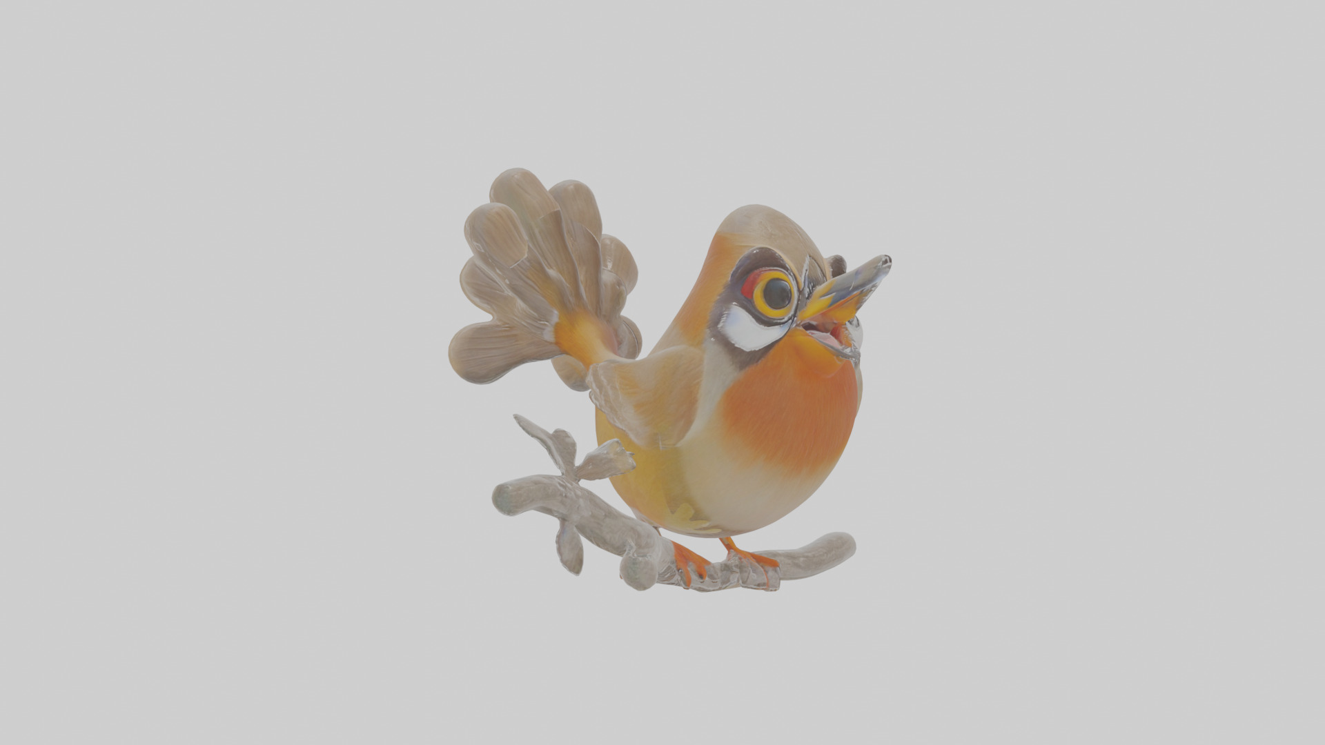 Cartoon Laughingthrush Low-poly 3D model_16