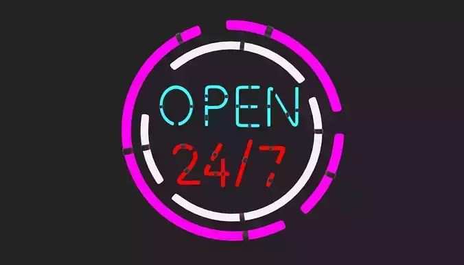 open 24 7 neon sign 3D model