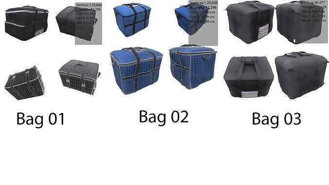 Combo - collection of Insulated Cooler bag 3d model Low-poly 3D model