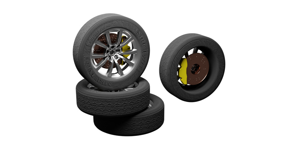 Wheel set Low-poly 3D model_1