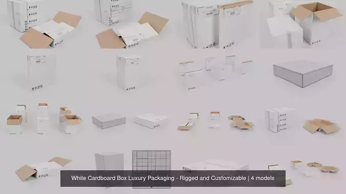 White Cardboard Box Luxury Packaging - Rigged and Customizable