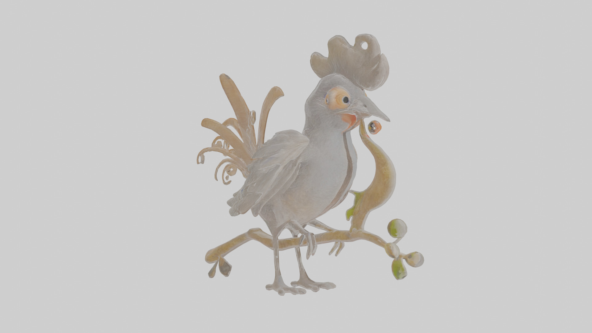 Cartoon Lyrebird Low-poly 3D model_18