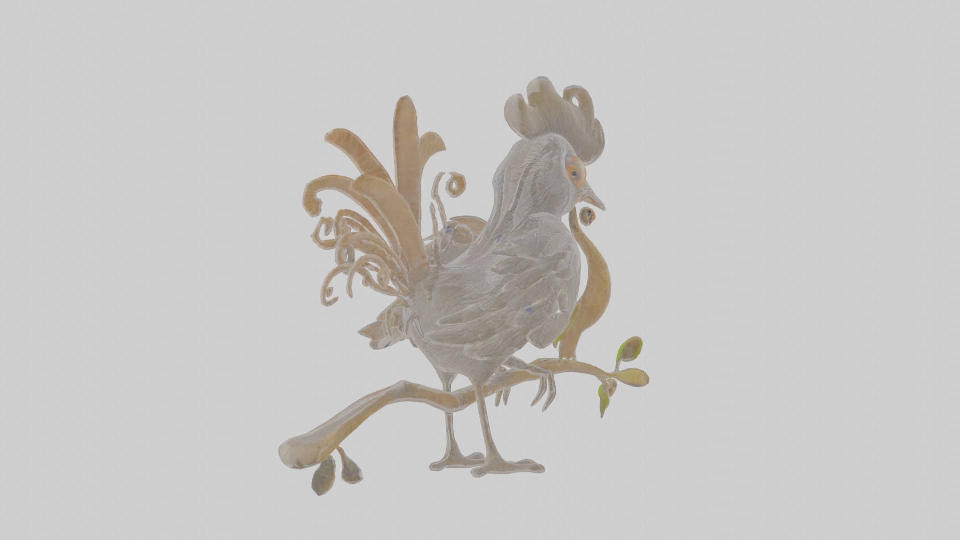 Cartoon Lyrebird Low-poly 3D model_4