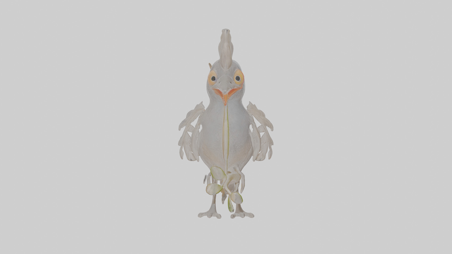 Cartoon Lyrebird Low-poly 3D model_14