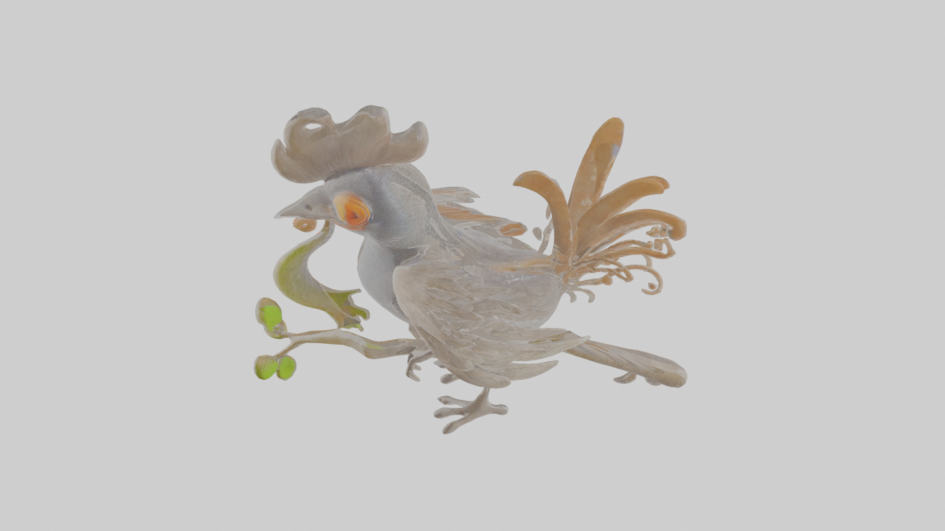 Cartoon Lyrebird Low-poly 3D model_26