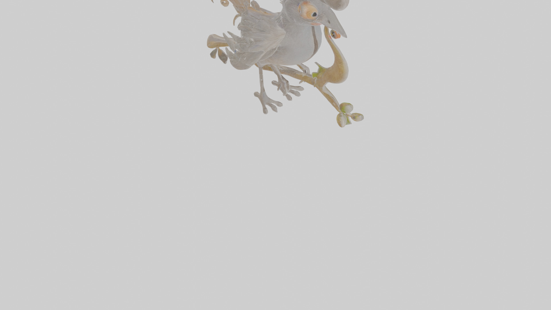 Cartoon Lyrebird Low-poly 3D model_9