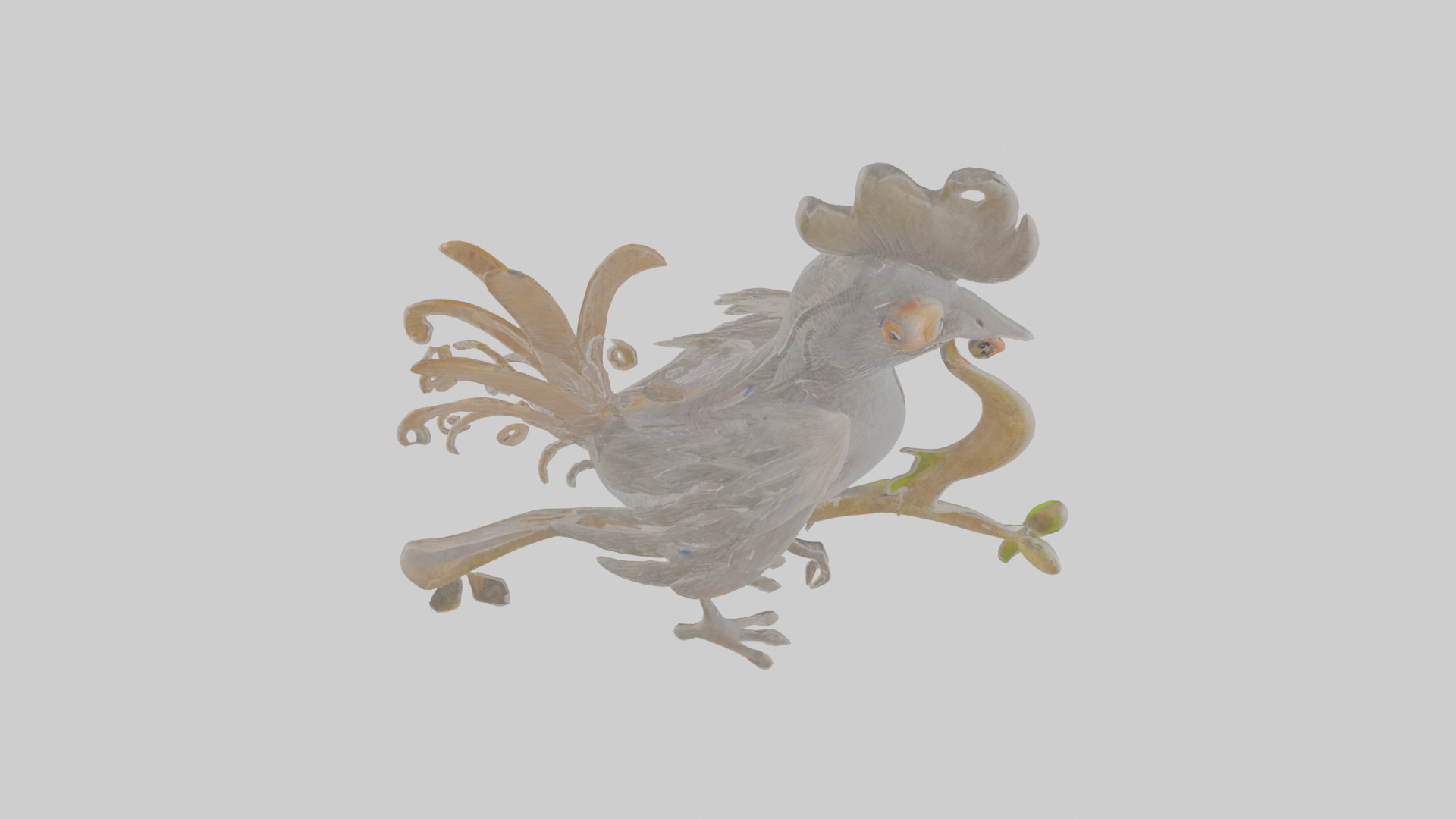 Cartoon Lyrebird Low-poly 3D model_27