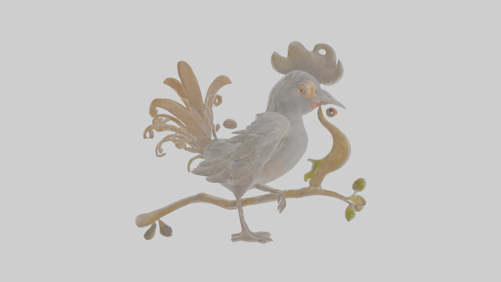 Cartoon Lyrebird Low-poly 3D model_21