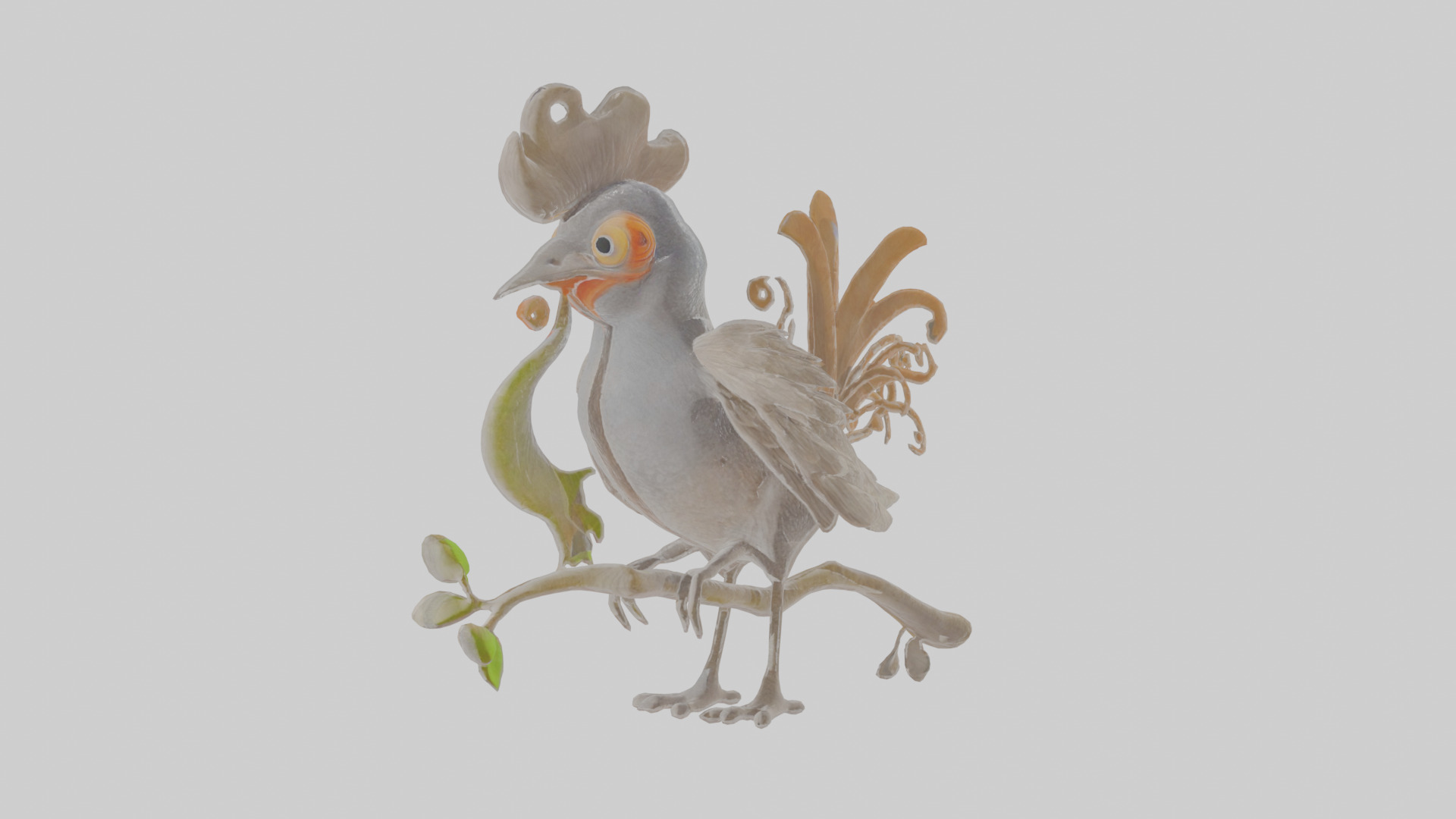 Cartoon Lyrebird Low-poly 3D model_15