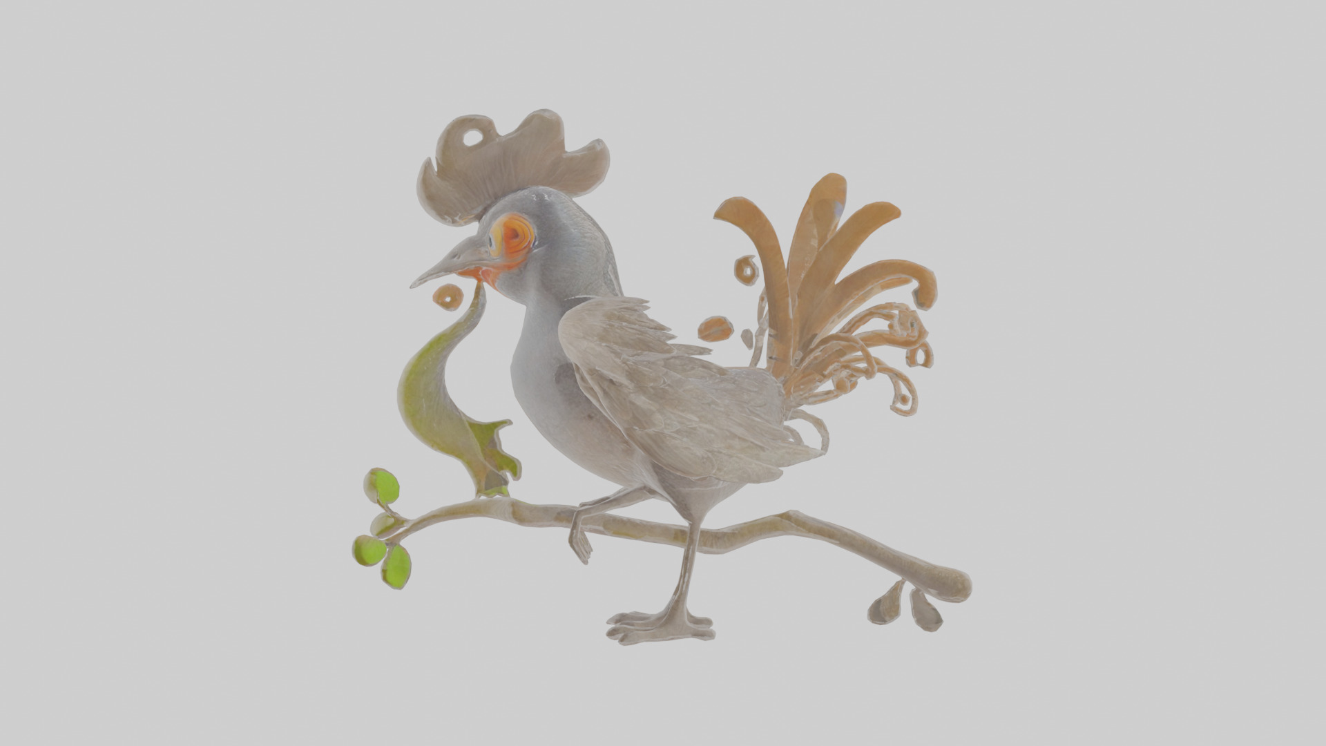 Cartoon Lyrebird Low-poly 3D model_20