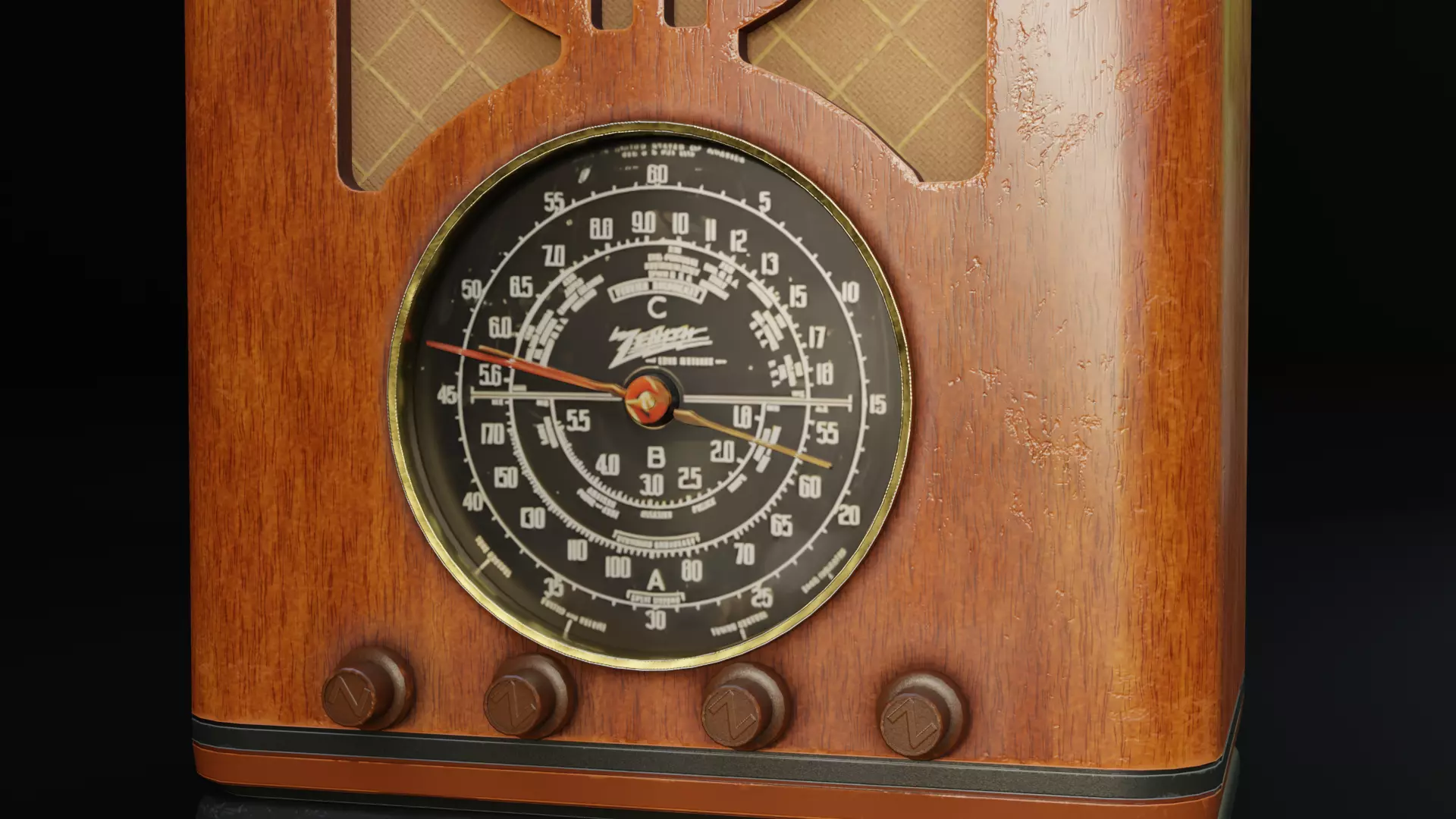 Vintage radio Zenith Low-poly 3D model