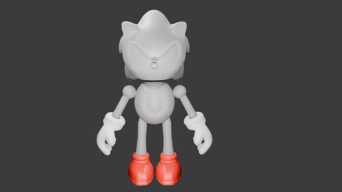 Disassembled Sonic 3D Model for 3D Printing 